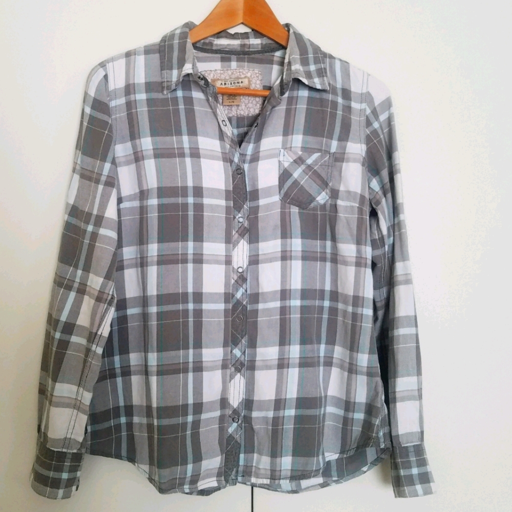 Gray/grey and Light Green Flannel Shirt
